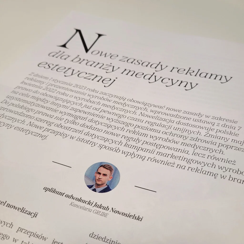 Reklamy wyrobów medycznych - artykuł w czasopiśmie "Estetyczny Magazyn"