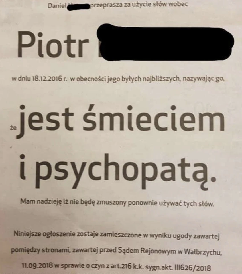 ochrona dobrego imienia naruszenie dóbr osobistych adwokat Gdynia Gdańsk Sopot Trójmiasto Prawnik Kancelaria Adwokacka Jakub Nowosielski